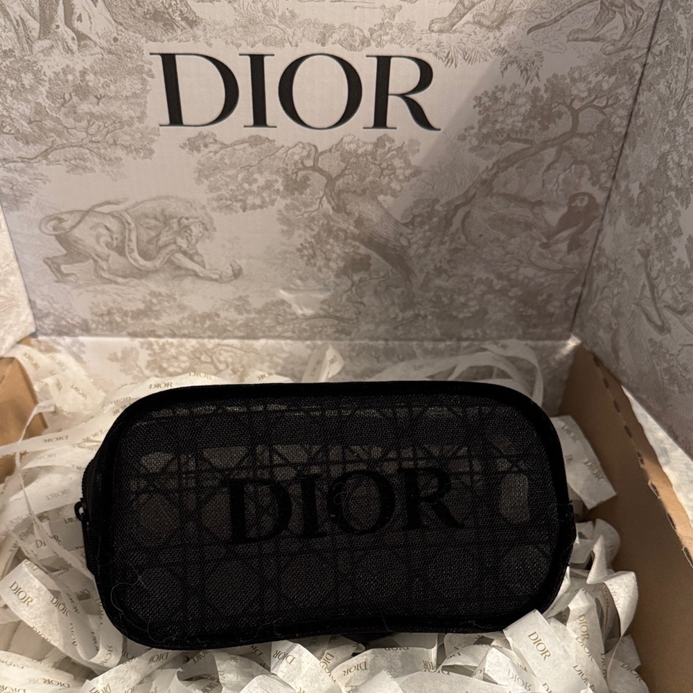 Dior Black Mesh Cosmetic Pouch